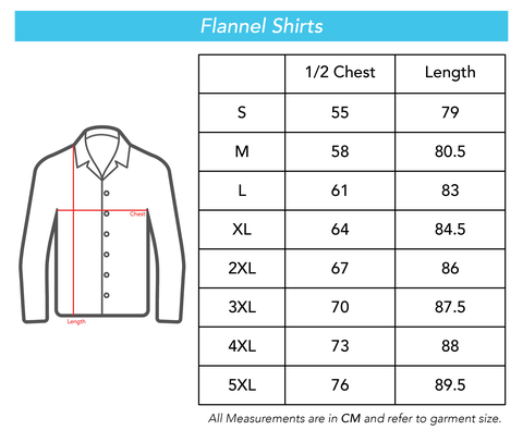 FLANNEL SHIRTS AFL RINGBARK Size Guide 01 480x480